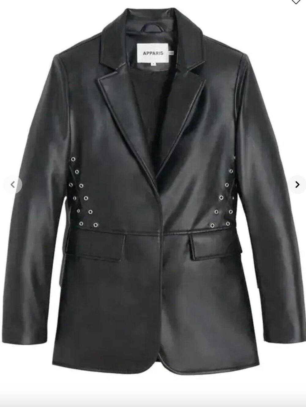 APPARIS KELAN FAUX LEATHER BLAZER IN BLACK WITH GROMMETS SIZE MEDIUM